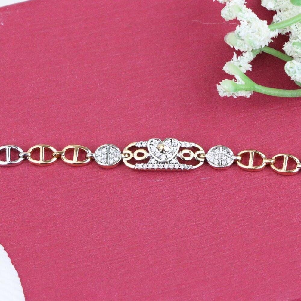 Rose Gold and Silver Dual Tone Heart Bracelet, XPBL0689 - Picture 11 of 12